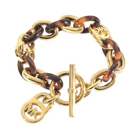 michael kors armband leder schriftzug gold|Designer.